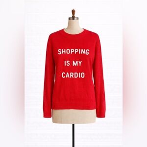 Wildfox - Shopping Is My Cardio Sequin Knit Crewneck Sweater - Size L